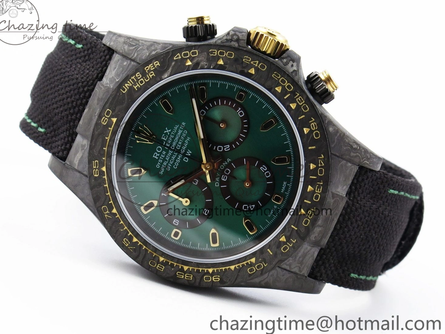 Carbon on YG Green DIWF Daytona A7750 Strap Nylon and Edition DIW Black Case Dial Bezel 0926